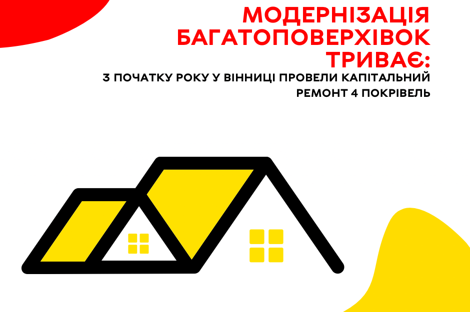 Модернізація багатоповерхівок триває: з початку року у Вінниці провели капітальний ремонт 4 покрівель