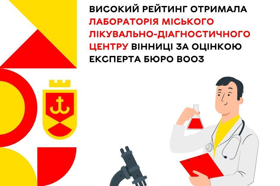 Одна із найкращих в Україні: високий рейтинг отримала лабораторія Міського лікувально-діагностичного центру Вінниці за оцінкою Бюро Всесвітньої організації охорони здоров’я