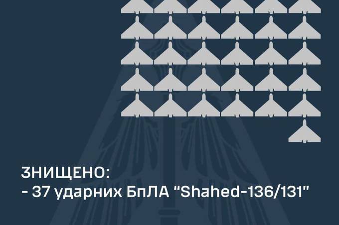 37 збитих «шахедів», вибухи в Криму та атака на російський НПЗ — головні новини ранку