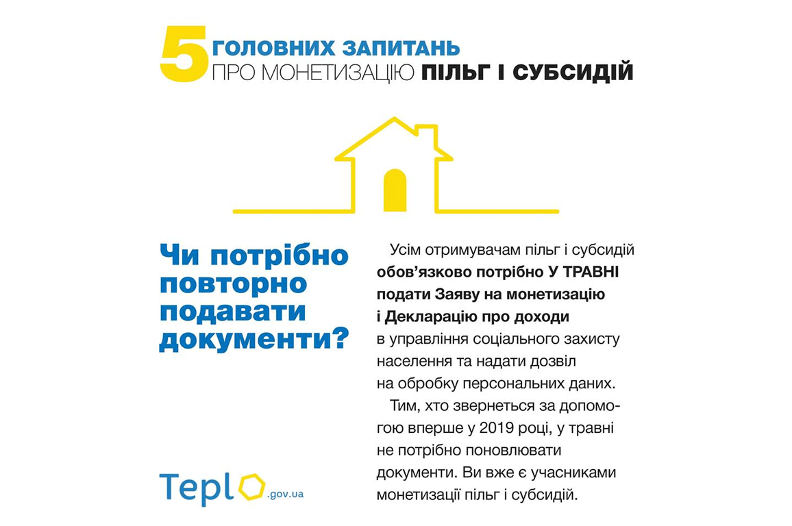 Монетизація субсидій: чи потрібно повторно подавати документи?