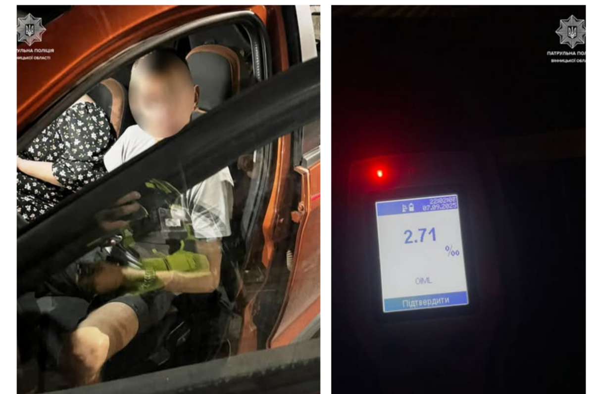 Патрульні зупинили чоловіка з 2,71 проміле алкоголю в організмі