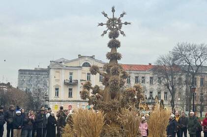 Біля Вінницької вежі встановили чотириметровий дідух (фото)