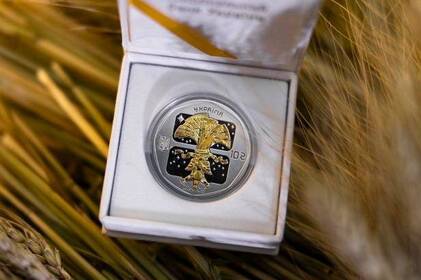 "Дух Різдва": Нацбанк представив унікальну срібну монету з діамантом (фото)