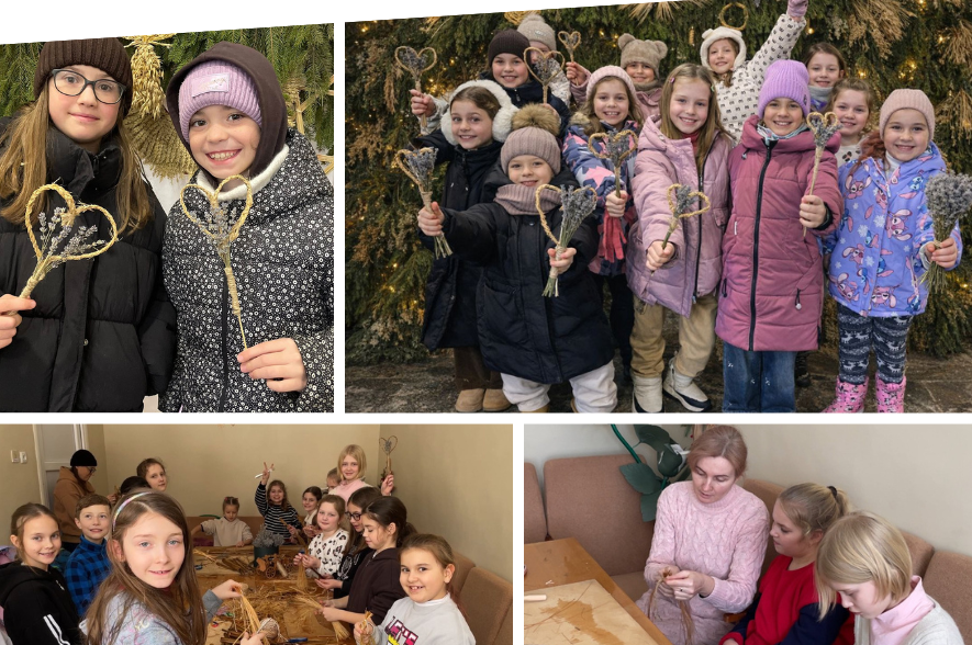 У Вінницьких Хуторах діти створили валентинки з рогози та лаванди для найдорожчих