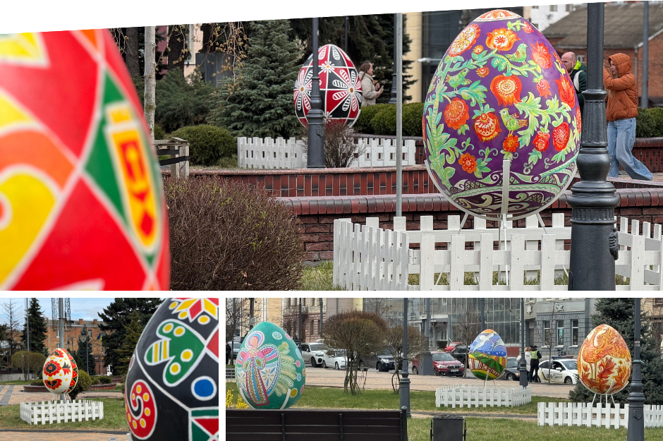 На Майдані Незалежності у Вінниці відкрили щорічну виставку велетенських великодніх писанок 