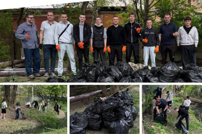 У Вінниці під час толоки зібрали десятки мішків сміття біля річки
